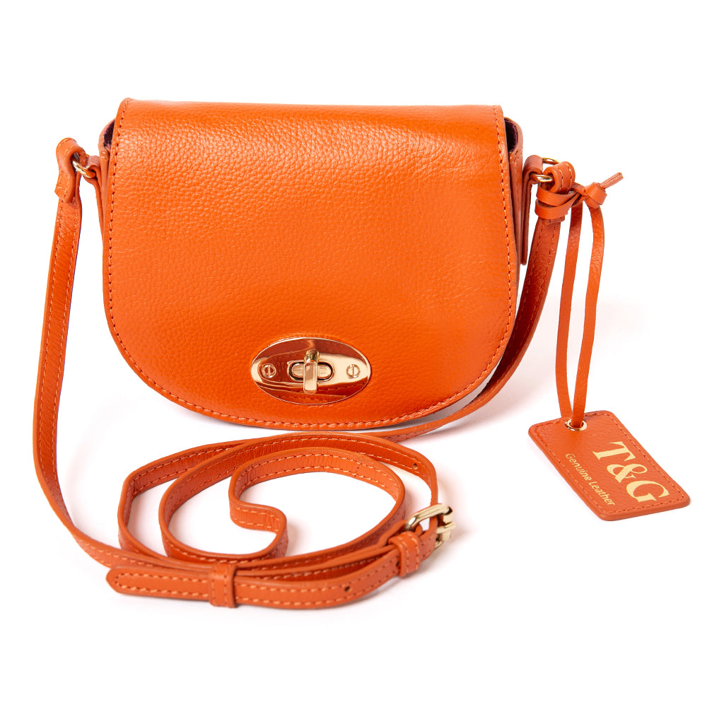 The Paris Leather Handbag in mandarin orange made from luxurious 100% italian leather 