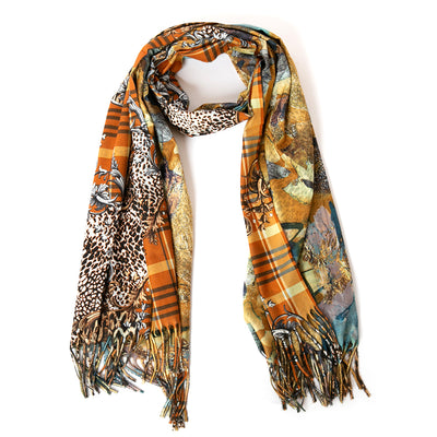 Austin Scarf in turmeric yellow made from a super soft wool and viscose blend material